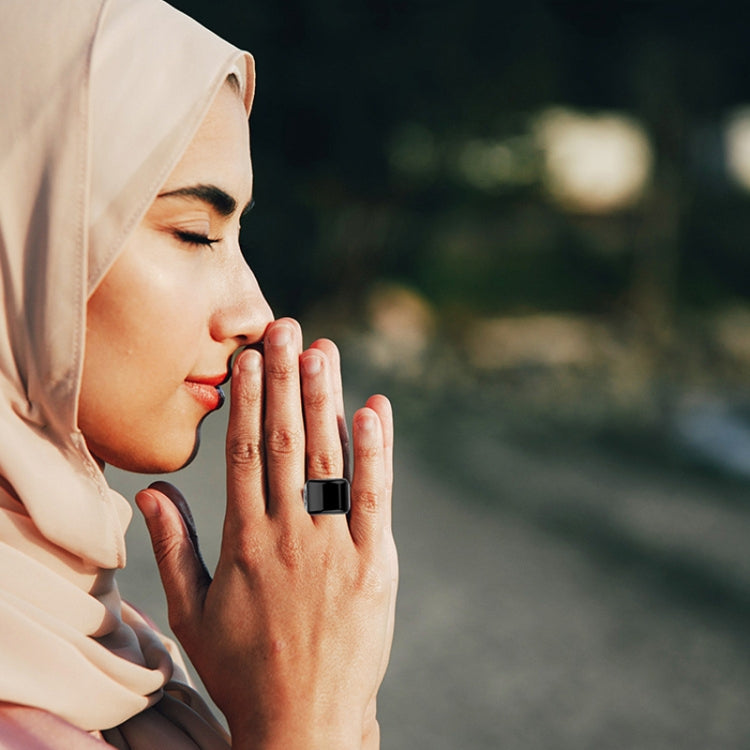Equantu Smart Bluetooth Finger Counter Muslim Prayer Time Reminder Ring, Style: Black 20mm