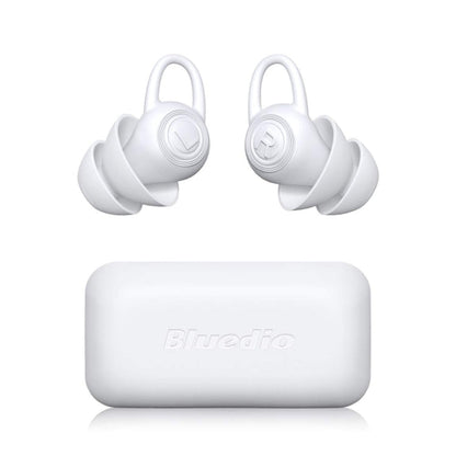 Bouchons d'oreille en silicone Bluedio NE pour dormir, réduction du bruit, insonorisants, avec étui de rangement (blanc)