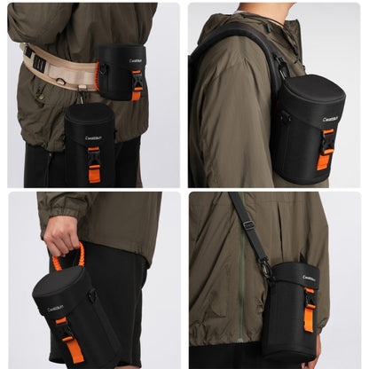 Cwatcun D157 Sac pour objectif d'appareil photo reflex numérique antichoc épaissi pour objectif numérique, pochette à rabat, couleur : grand noir