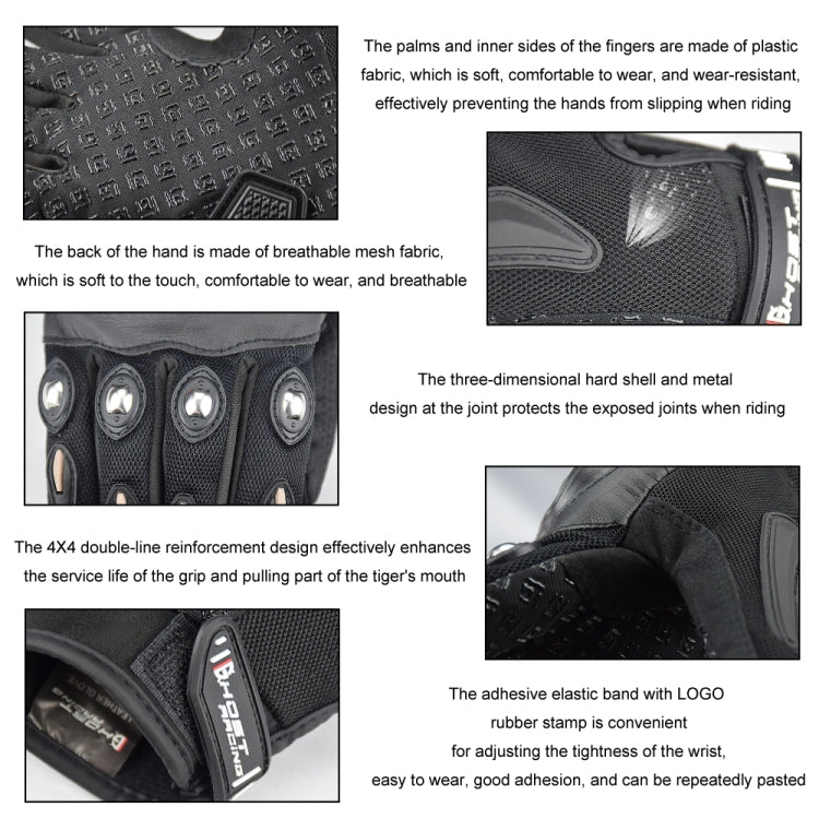Gants de moto respirants anti-chute GHOST RACING, Taille : XXL (Noir)