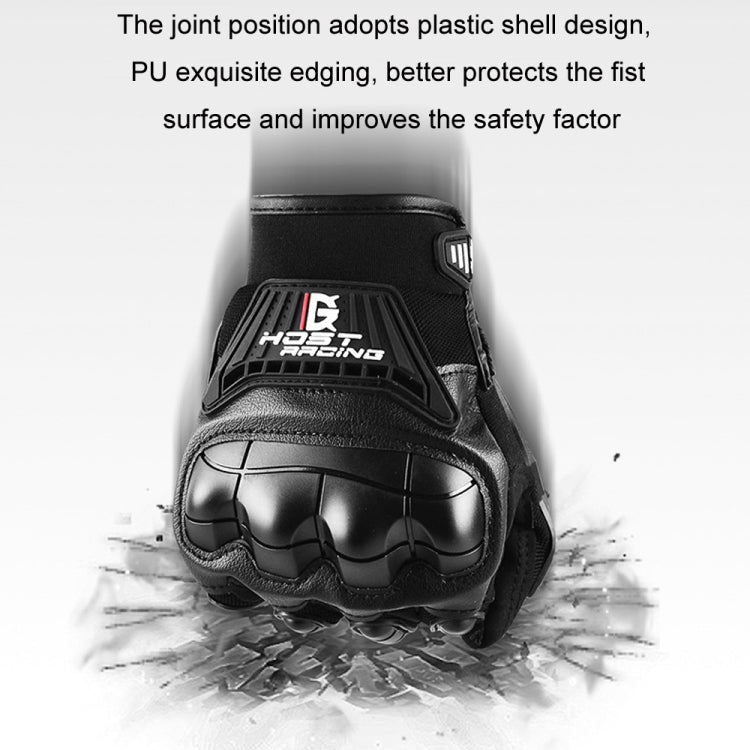 Gants de moto GHOST RACING anti-chute respirants à coque en caoutchouc avec écran tactile, taille : XL (Noir)