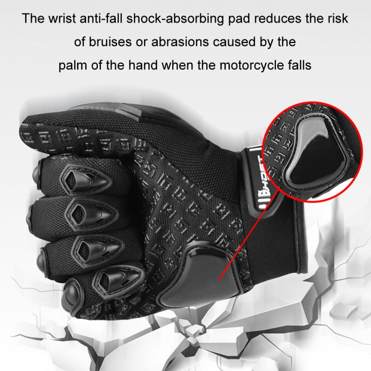Gants de moto GHOST RACING anti-chute respirants à coque en caoutchouc avec écran tactile, taille : XL (Noir)