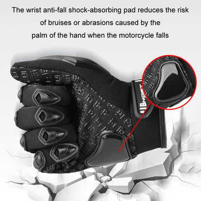 Gants de moto GHOST RACING anti-chute respirants à coque en caoutchouc avec écran tactile, taille : XL (Noir)