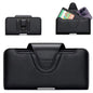 NUOKU Étui de transport en cuir texturé Litchi pour téléphone portable avec double clip ceinture pour téléphones 5,5-6,7 pouces (noir)
