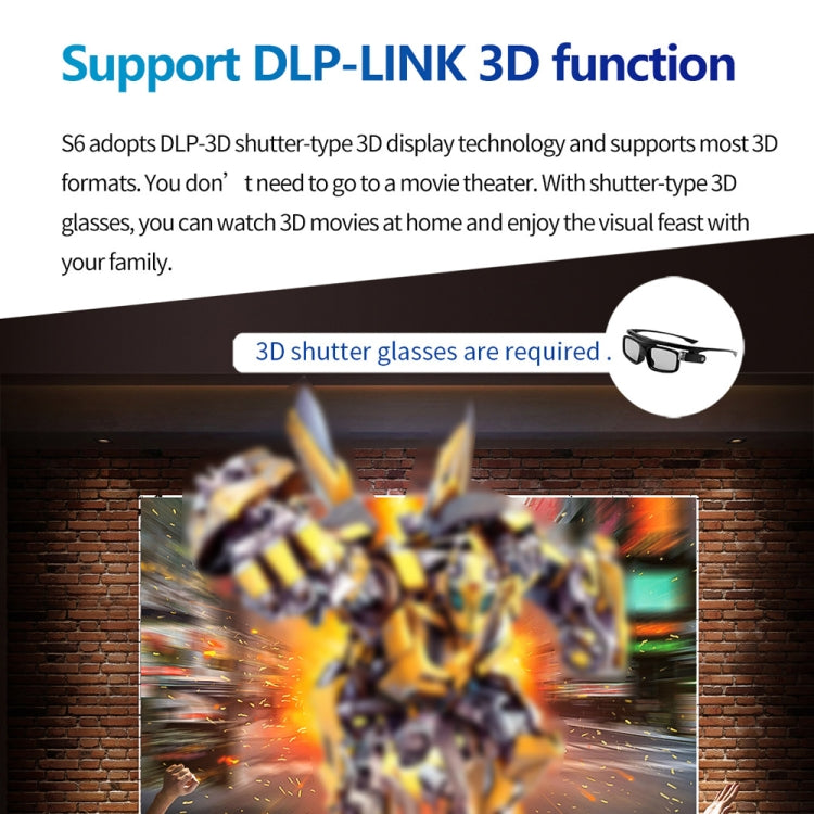 TOUMEI S8 1080P/4K DLP Android 11.OS Wifi 3D Wireless Projector UK Plug
