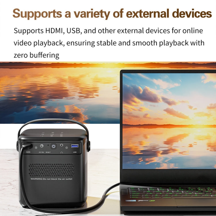 TOUMEI S8 1080P/4K DLP Android 11.OS Wifi 3D Wireless Projector US Plug