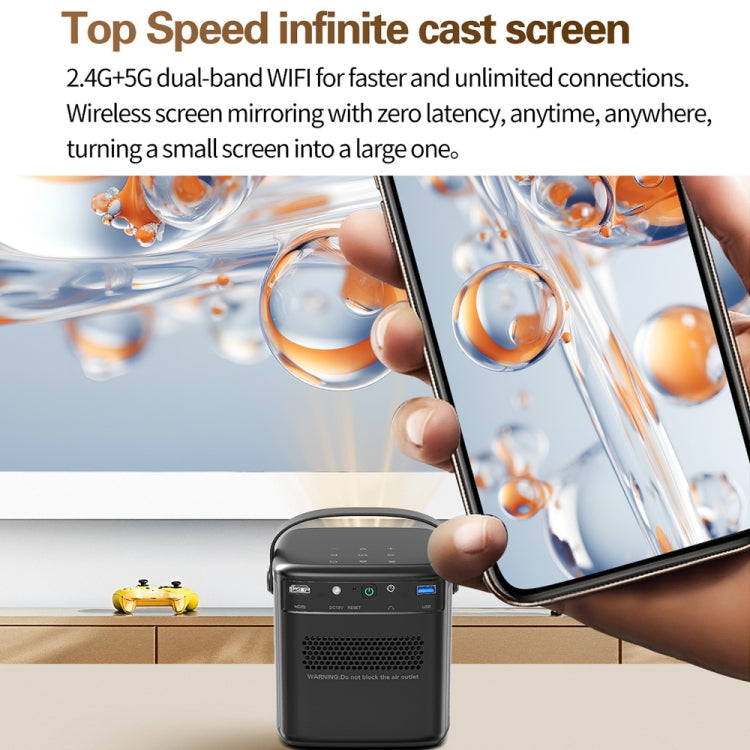 TOUMEI S8 1080P/4K DLP Android 11.OS Wifi 3D Wireless Projector US Plug