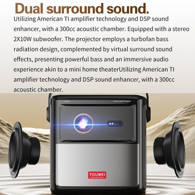 TOUMEI S8 1080P/4K DLP Android 11.OS Wifi 3D Wireless Projector US Plug