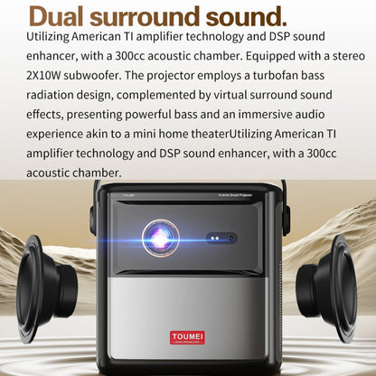TOUMEI S8 1080P/4K DLP Android 11.OS Wifi 3D Wireless Projector US Plug
