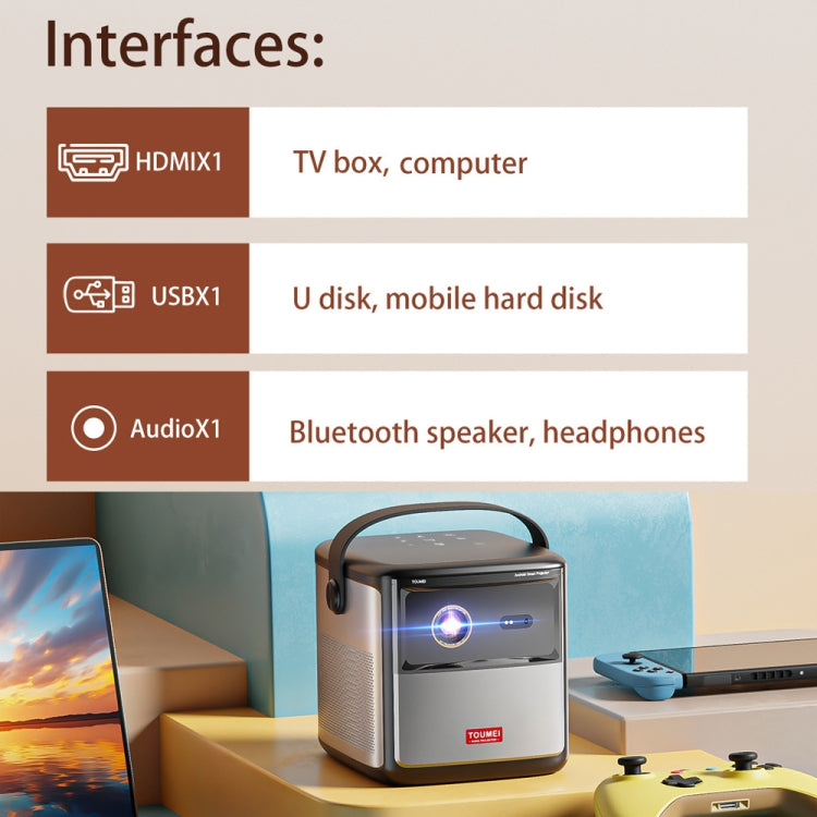 TOUMEI S8 Mini projecteur Android 11.0 DLP 1080P/4K WiFi 3D sans fil Prise UK