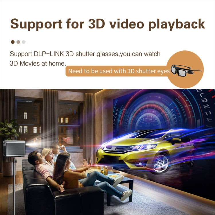 TOUMEI X5 Home Theater DLP Projector HD High Bright 1080P Projector EU Plug(Gray)