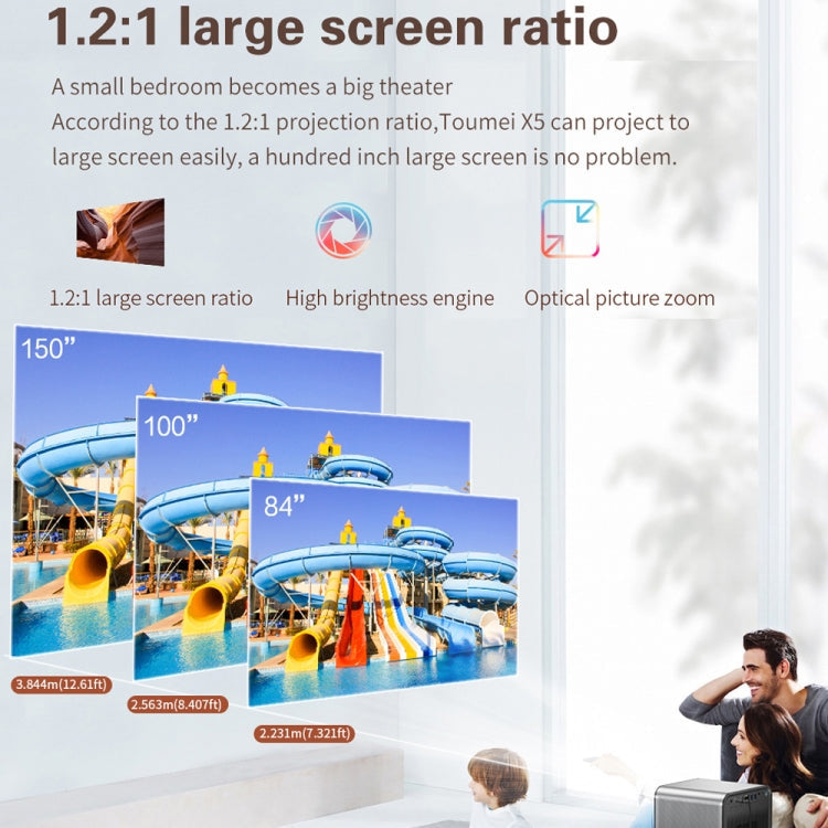 TOUMEI X5 Home Theater DLP Projector HD High Bright 1080P Projector US Plug(Gray)