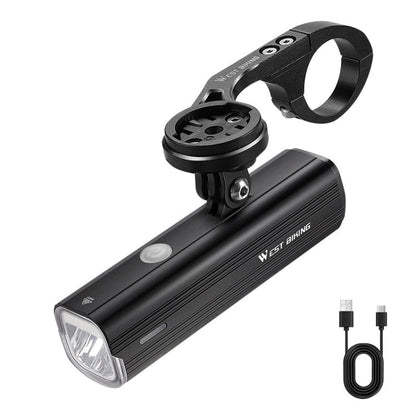 Phare de vélo WEST BIKING à haute luminosité en alliage d'aluminium avec port Type-C, spécification : Phare + Support d'ordinateur en alliage d'aluminium