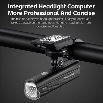 Phare de vélo WEST BIKING à haute luminosité en alliage d'aluminium avec port Type-C, spécification : Phare + Support d'ordinateur en alliage d'aluminium