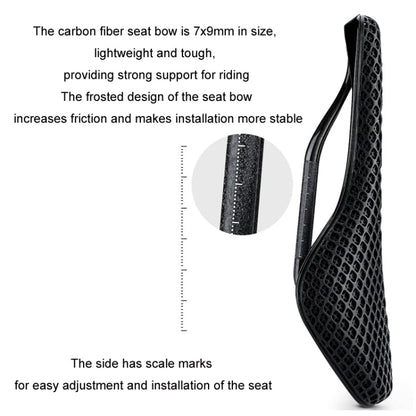 WEST BIKING Road Bicycle Carbon Fiber Ultralight Breathable Seat(Black)