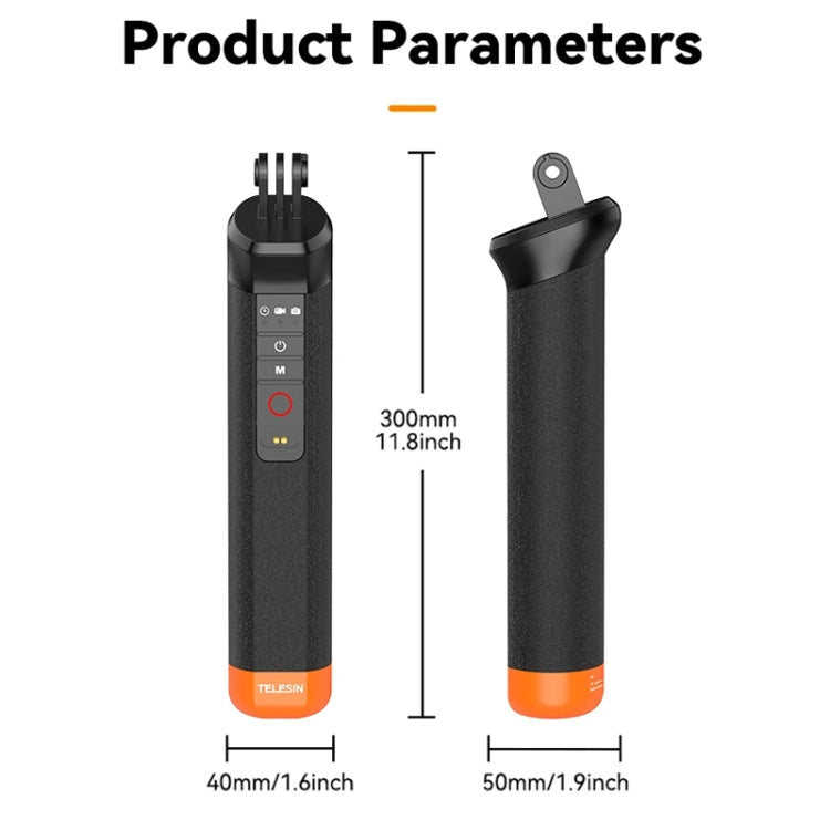 TELESIN Bluetooth Buoyancy Bar 15m Waterproof Depth  For GoPro HERO13 / 12 / 11 / 10 / 9 / 8 Black