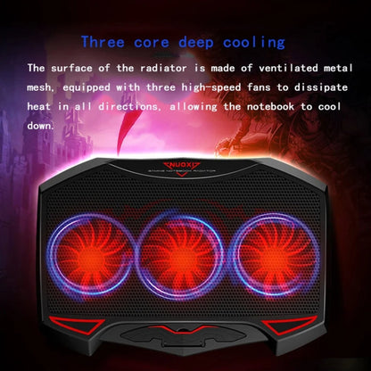 NUOXI 3-fans LED Light Adjustable Laptop Radiator Cooling Rack(Black)