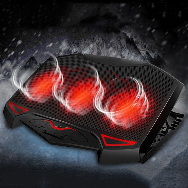 NUOXI 3-fans LED Light Adjustable Laptop Radiator Cooling Rack(Black)