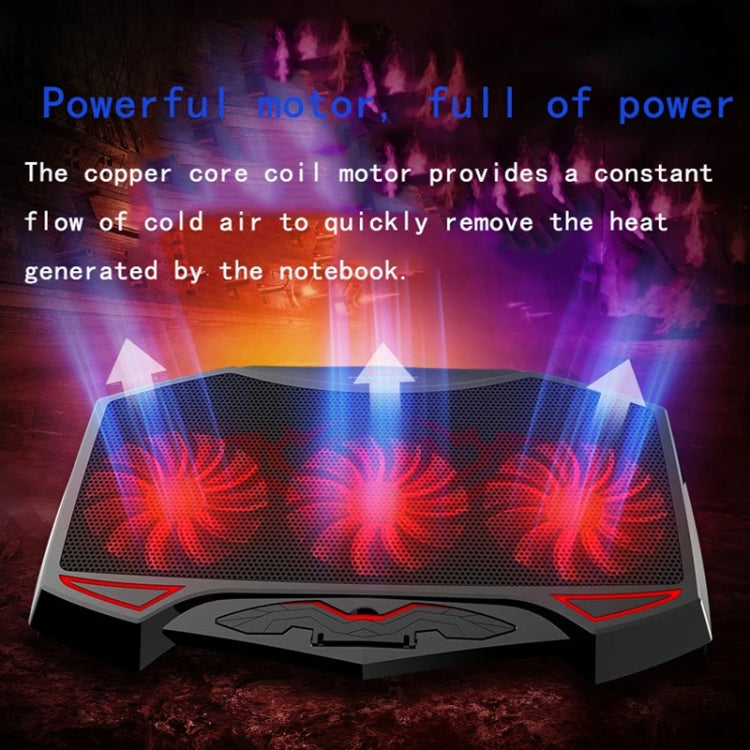 NUOXI 3-fans LED Light Adjustable Laptop Radiator Cooling Rack(Black)