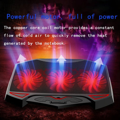 NUOXI 3-fans LED Light Adjustable Laptop Radiator Cooling Rack(Black)