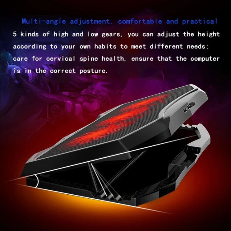 NUOXI 3-fans LED Light Adjustable Laptop Radiator Cooling Rack(Black)