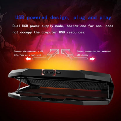 NUOXI 3-fans LED Light Adjustable Laptop Radiator Cooling Rack(Black)