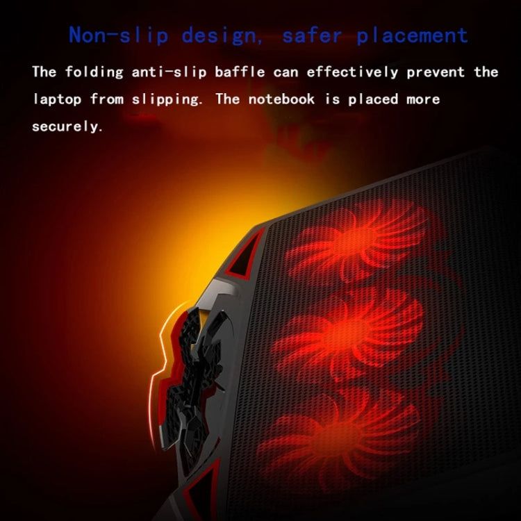 NUOXI 3-fans LED Light Adjustable Laptop Radiator Cooling Rack(Black)