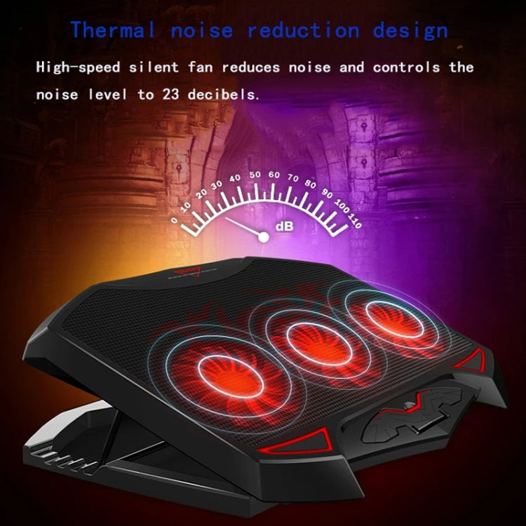 NUOXI 3-fans LED Light Adjustable Laptop Radiator Cooling Rack(Black)