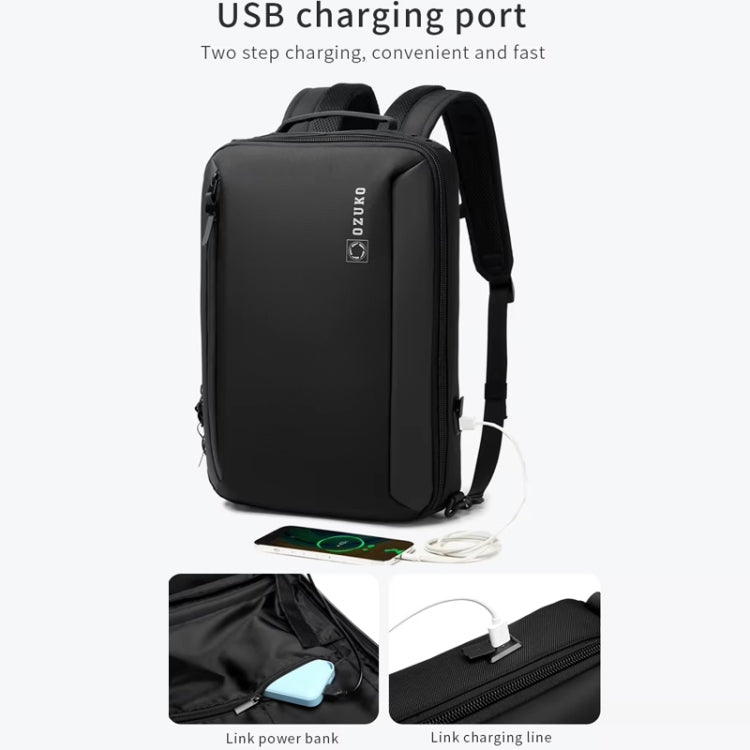 Ozuko Business Laptop USB Backpack Men Schoolbag (Noir)