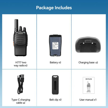 RETEVIS H777 1 paire Talkie-walkie portable compact 16 canaux avec base de charge, Style: FRS
