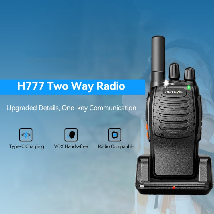 RETEVIS H777 16 Channels Compact Portable Handheld Walkie Talkie With Charging Base, Style: PMR
