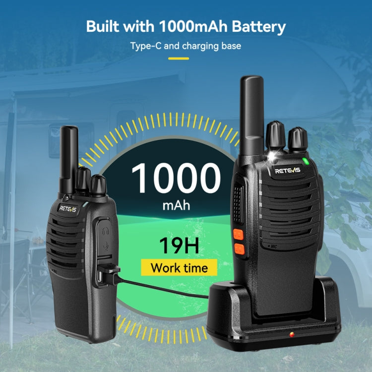 RETEVIS H777 1 paire Talkie-walkie portable compact 16 canaux avec base de charge, Style: FRS