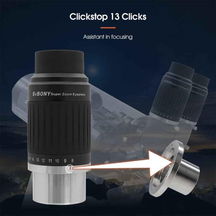 SVBONY SV230 1.25/2 Inch Universal Astronomy Wide Angle Zoom Eyepiece 8-20mm 57-72 Degrees