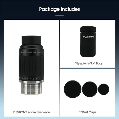 SVBONY SV230 1.25/2 Inch Universal Astronomy Wide Angle Zoom Eyepiece 8-20mm 57-72 Degrees