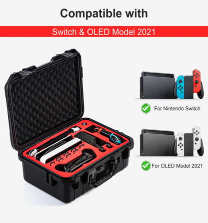 DEVASO For Switch / OLED IP67 Waterproof Storage Case Hardshell Bag, Color: Orange Blue+Shoulder Strap