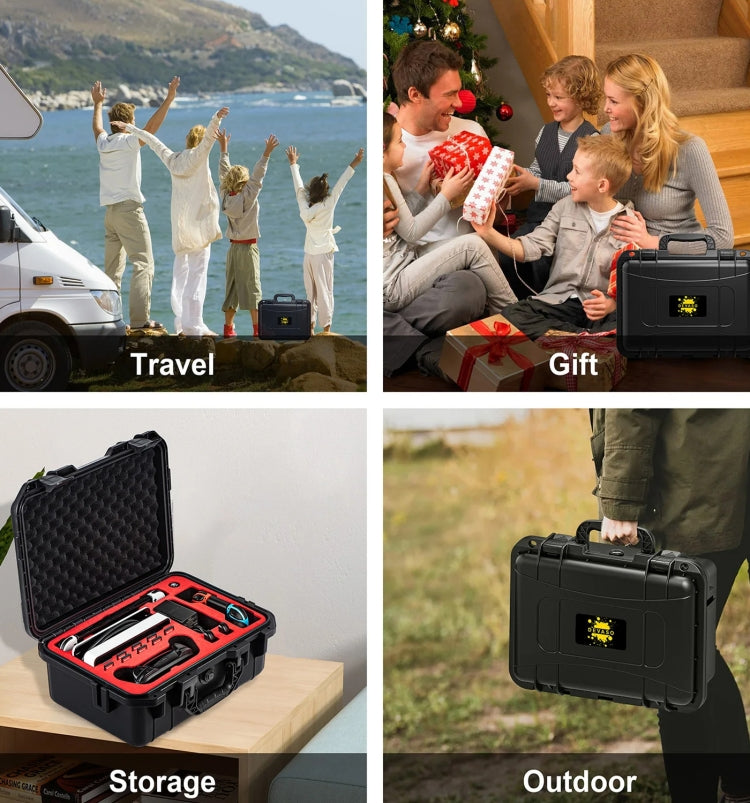 DEVASO For Switch / OLED IP67 Waterproof Storage Case Hardshell Bag, Color: Black White+Shoulder Strap