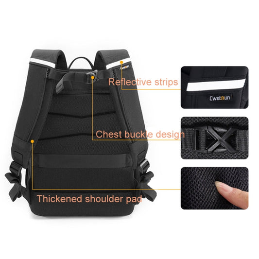 Sac à dos pour appareil photo reflex numérique Cwatcun D132, coque rigide antichoc, imperméable, décompression, sac photo d'épaule, couleur : noir grande taille 1ère génération