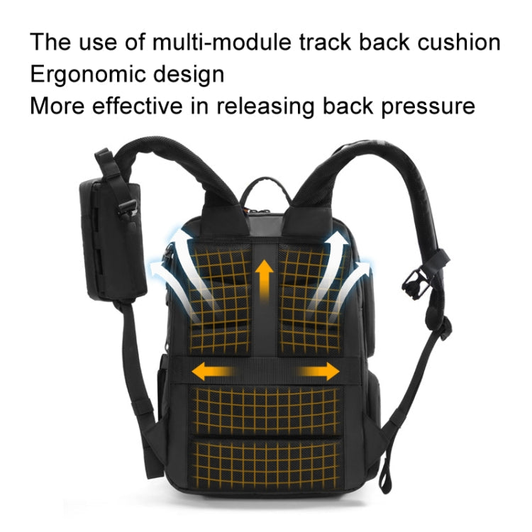 Cwatcun D132 Sac à dos pour appareil photo reflex numérique, coque rigide, antichoc, étanche, décompression d'épaule, couleur : Noir grand modèle 2e génération