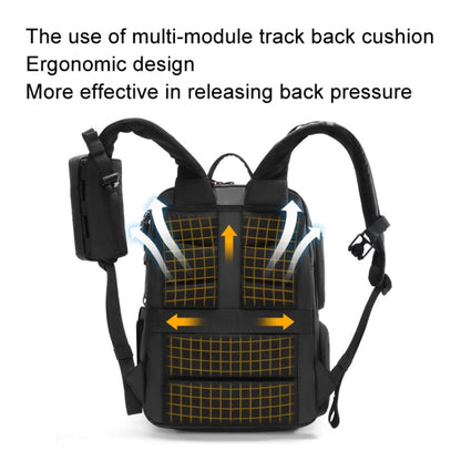 Cwatcun D132 Sac à dos pour appareil photo reflex numérique, coque rigide, antichoc, étanche, décompression d'épaule, couleur : Noir grand modèle 2e génération