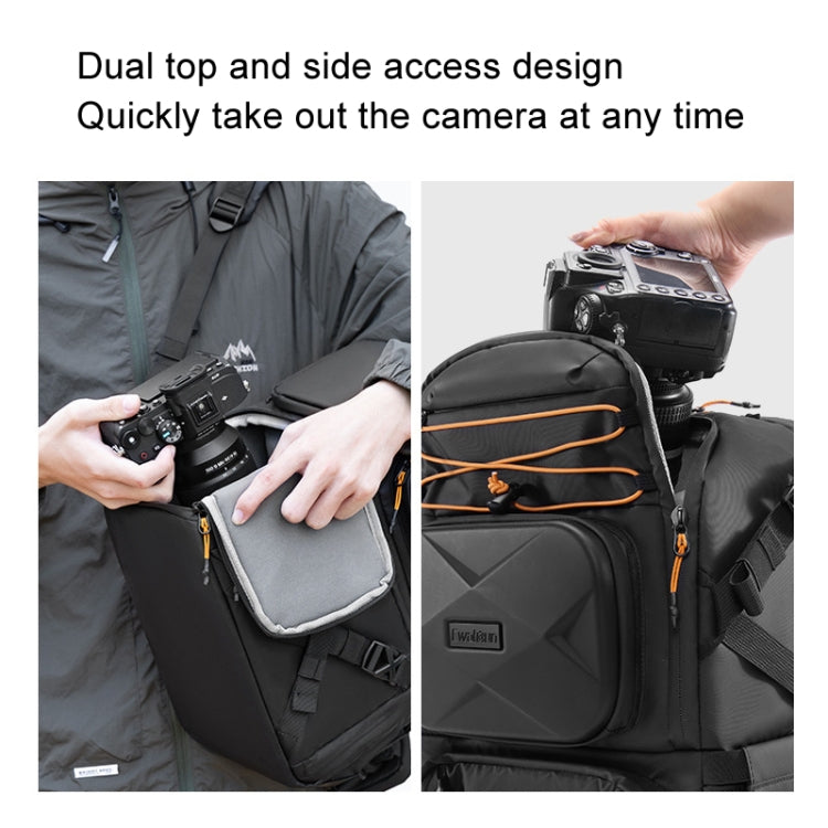 Cwatcun D132 Sac à dos pour appareil photo reflex numérique, coque rigide, antichoc, étanche, décompression d'épaule, couleur : Noir grand modèle 2e génération
