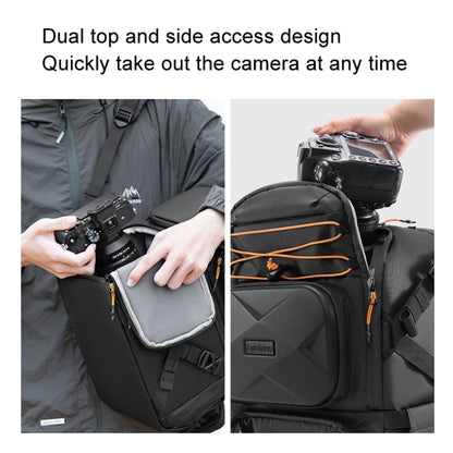 Cwatcun D132 Sac à dos pour appareil photo reflex numérique, coque rigide, antichoc, étanche, décompression d'épaule, couleur : Noir grand modèle 2e génération