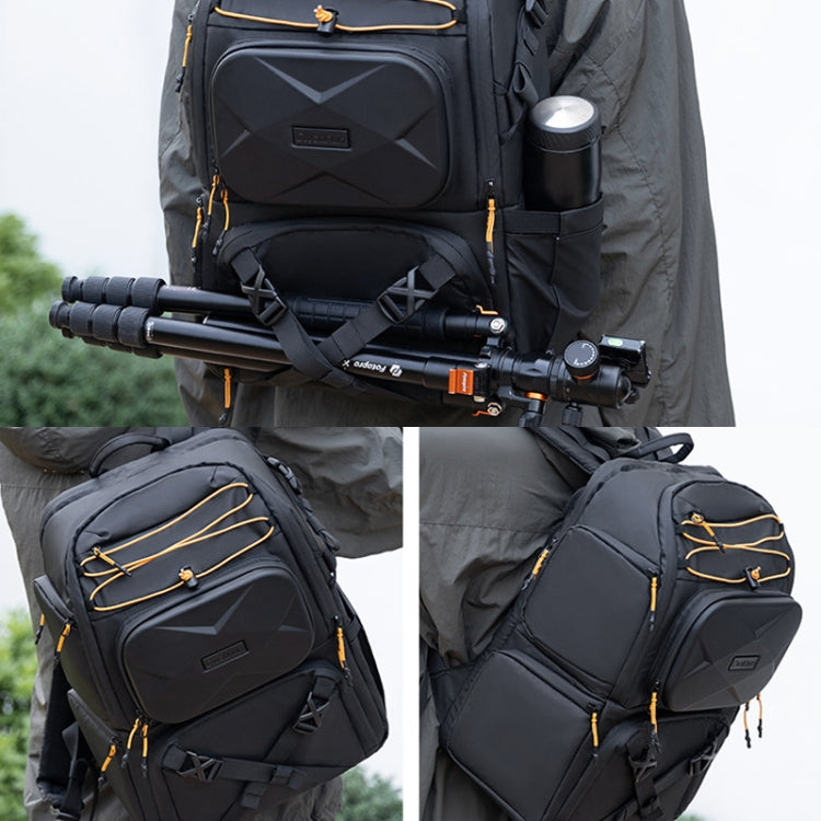 Cwatcun D132 Sac à dos pour appareil photo reflex numérique, coque rigide, antichoc, étanche, décompression d'épaule, couleur : Noir grand modèle 2e génération