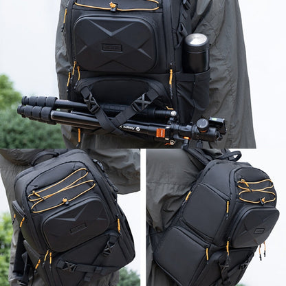 Cwatcun D132 Sac à dos pour appareil photo reflex numérique, coque rigide, antichoc, étanche, décompression d'épaule, couleur : Noir grand modèle 2e génération