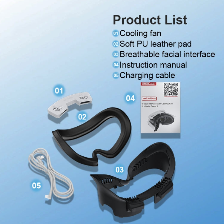 For Meta Quest 3 STARTRC GAMES VR Air Circulation Quick Removal Breathable Replacement Mask(With Fan)