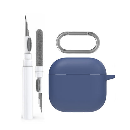 Pour Airpods 4 AhaStyle WG163 Étui de protection en silicone anti-chute et anti-poussière avec stylo de nettoyage (bleu)