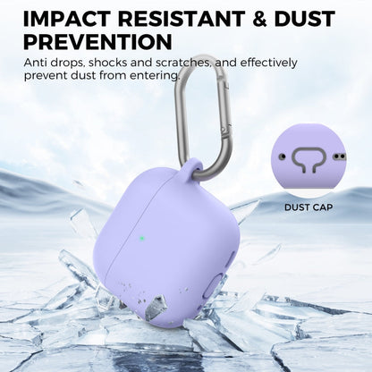 Pour Airpods 4 AhaStyle WG163 Étui de protection en silicone anti-chute et anti-poussière avec stylo de nettoyage (bleu)