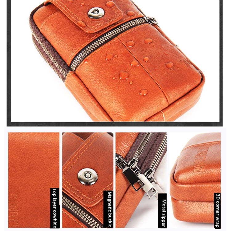 KUNQITIAN Mobile Phone Waist Bag Belt Leather Case With Shoulder Strap, Size: L(Black)