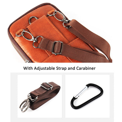 KUNQITIAN Mobile Phone Waist Bag Belt Leather Case With Shoulder Strap, Size: L(Black)