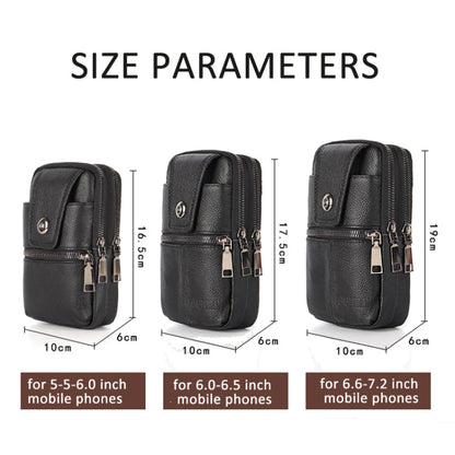 KUNQITIAN Mobile Phone Waist Bag Belt Leather Case With Shoulder Strap, Size: L(Black)