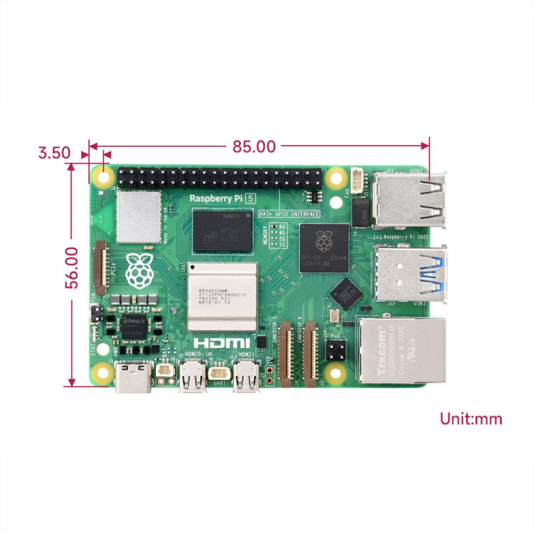 Waveshare For Raspberry Pi 5 2.4GHz Quad-Core BCM2712 Processor Development Board, Spec: 4GB